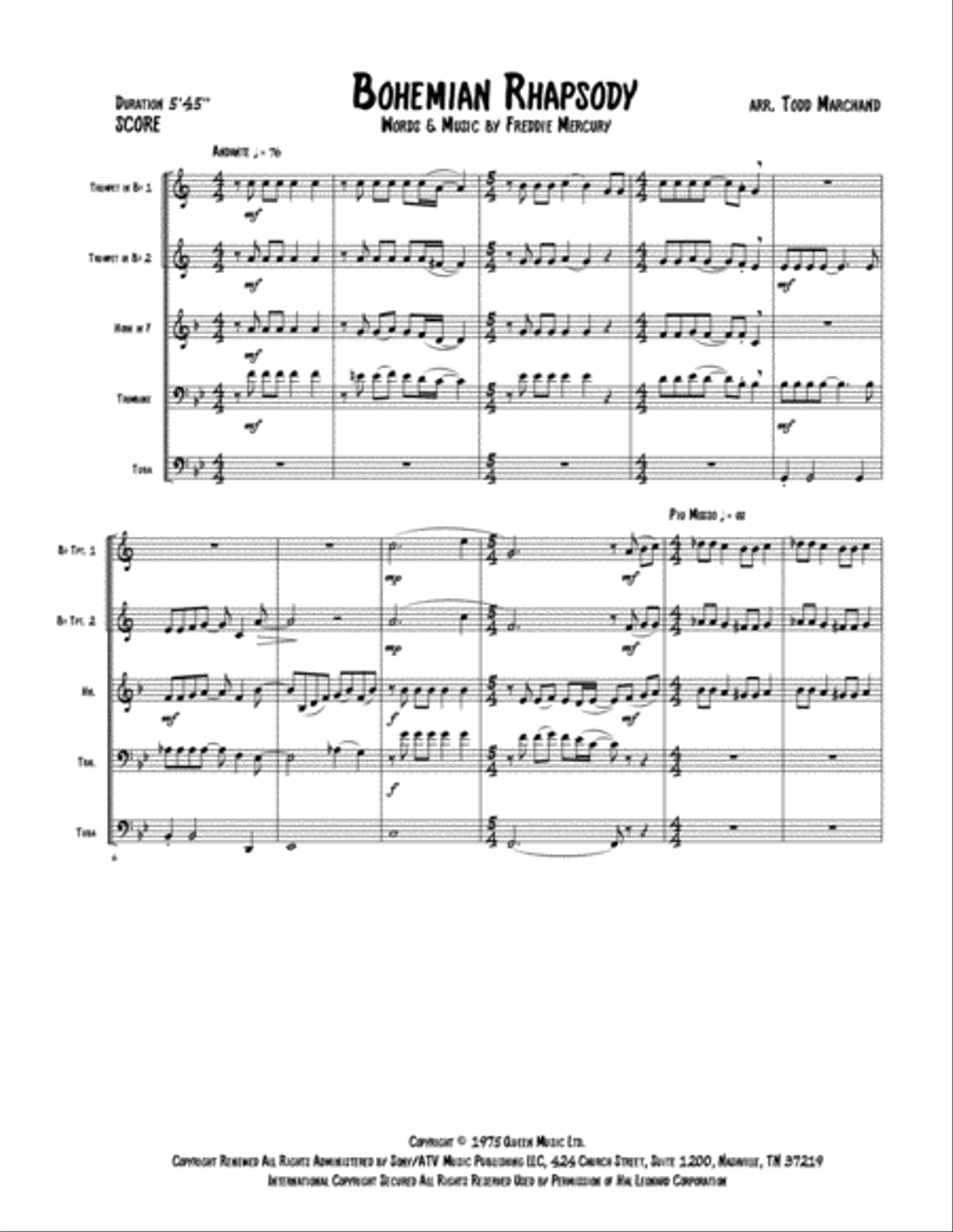 Bohemian Rhapsody Bohemian Rhapsody School and Community scores gallery preview page 2