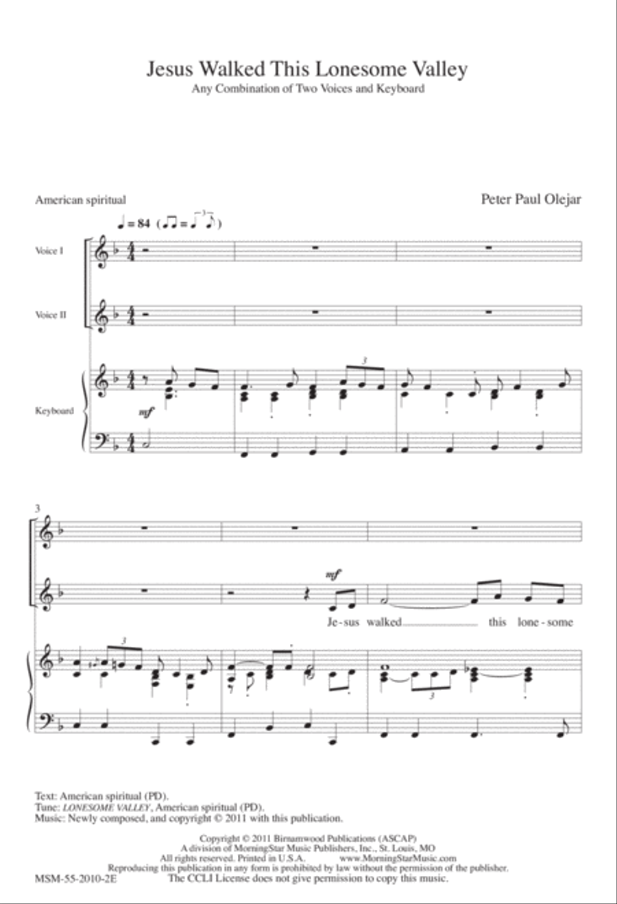 Jesus Walked This Lonesome Valley Choir scores gallery preview page 2