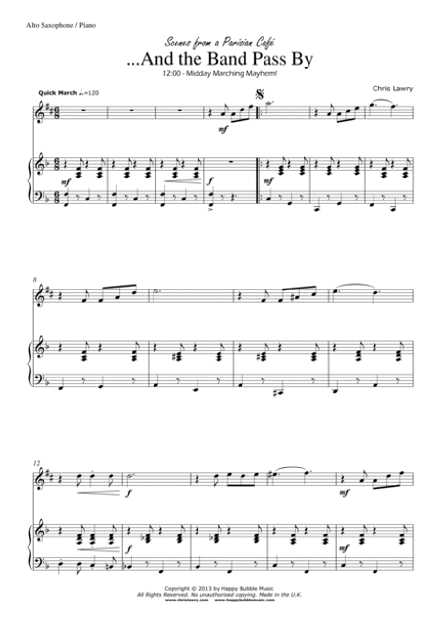 And the Band Pass By - for Alto Saxophone & Piano (from Scenes from a Parisian Cafe) Alto Saxophone scores gallery preview page 3