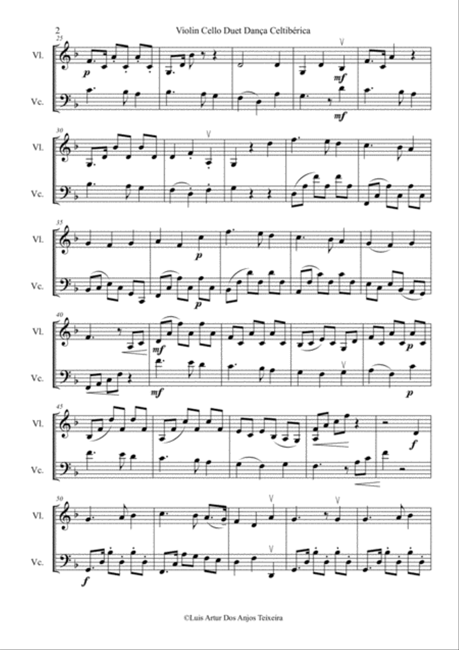 Violin Cello Duet Dança Celtibérica String Duet scores gallery preview page 2