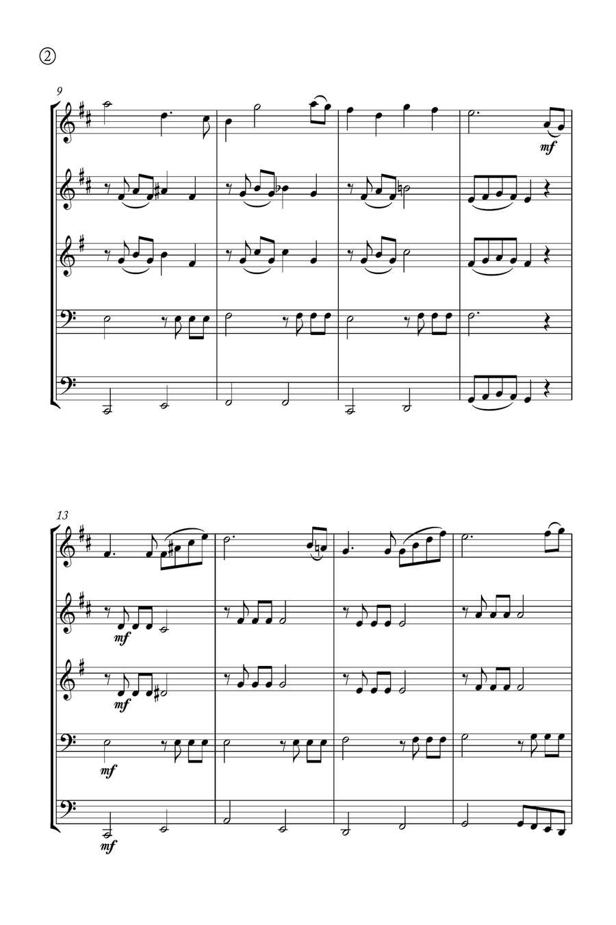 Hymne A L'amour Brass Quintet scores gallery preview page 2