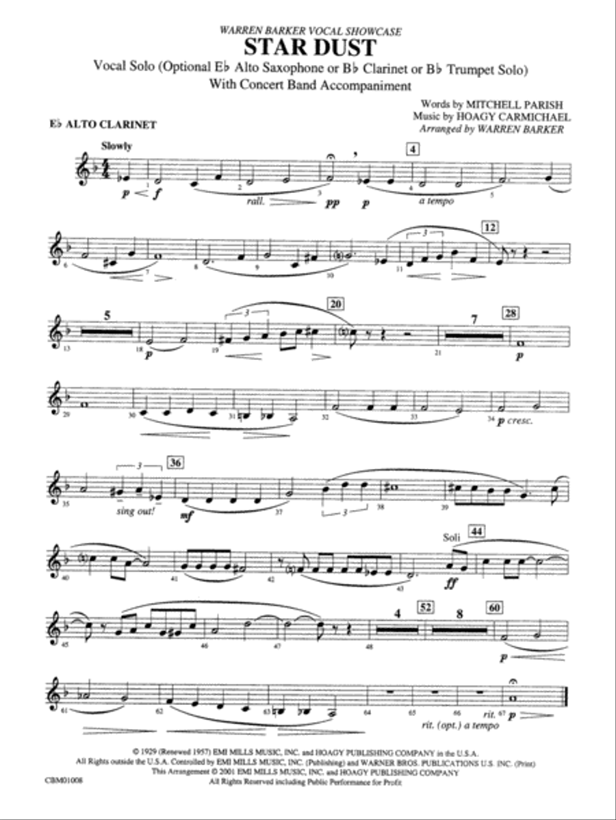 Star Dust: E-flat Alto Clarinet Concert Band scores gallery preview page 1