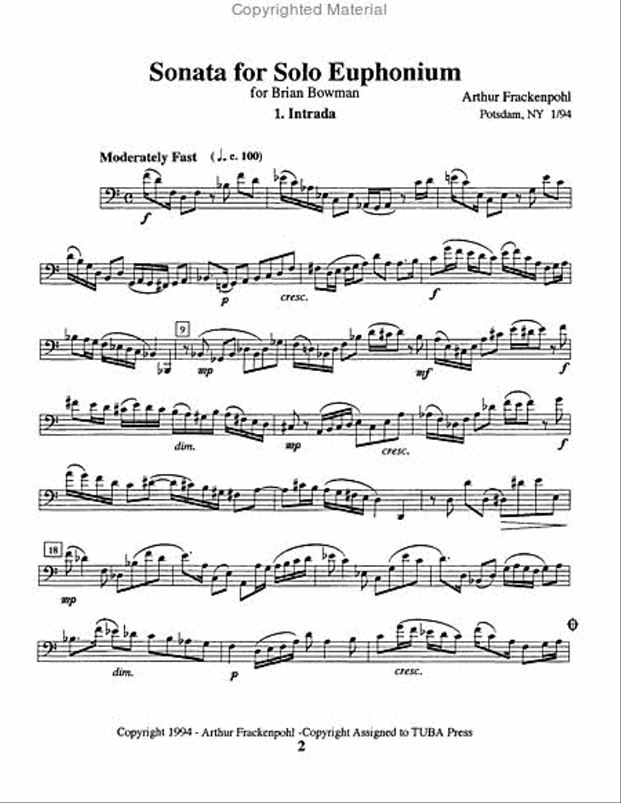 Sonata for Solo Euphonium Euphonium scores gallery preview page 2