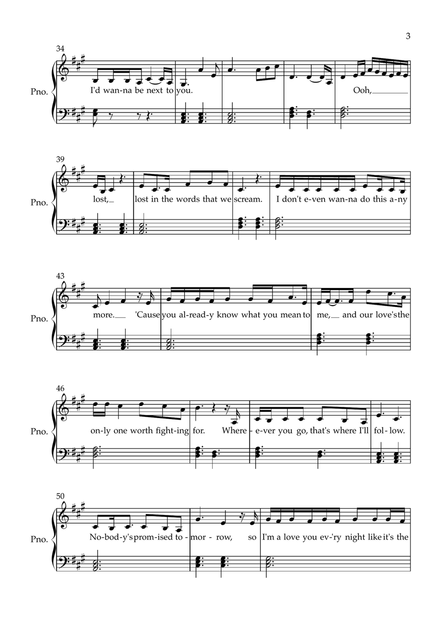 Die With A Smile Easy Piano scores gallery preview page 3