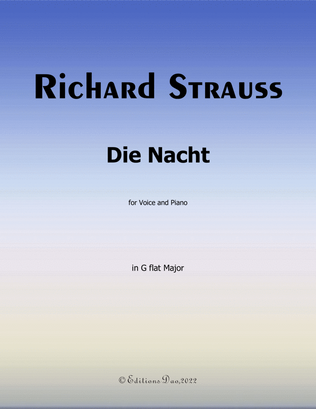 Book cover for Die Nacht, by Richard Strauss, in G flat Major