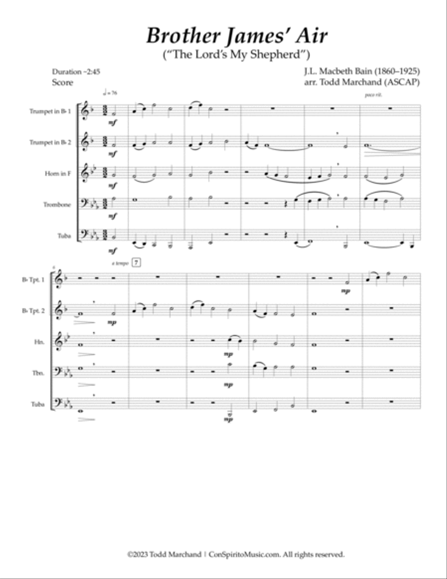 Brother James' Air — brass quintet image number null