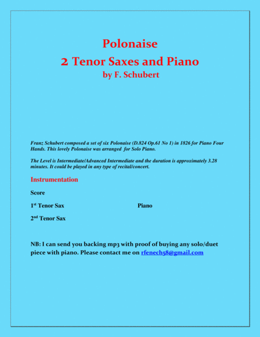 Polonaise - F. Schubert - For 2 Tenor Saxes and Piano - Intermediate image number null