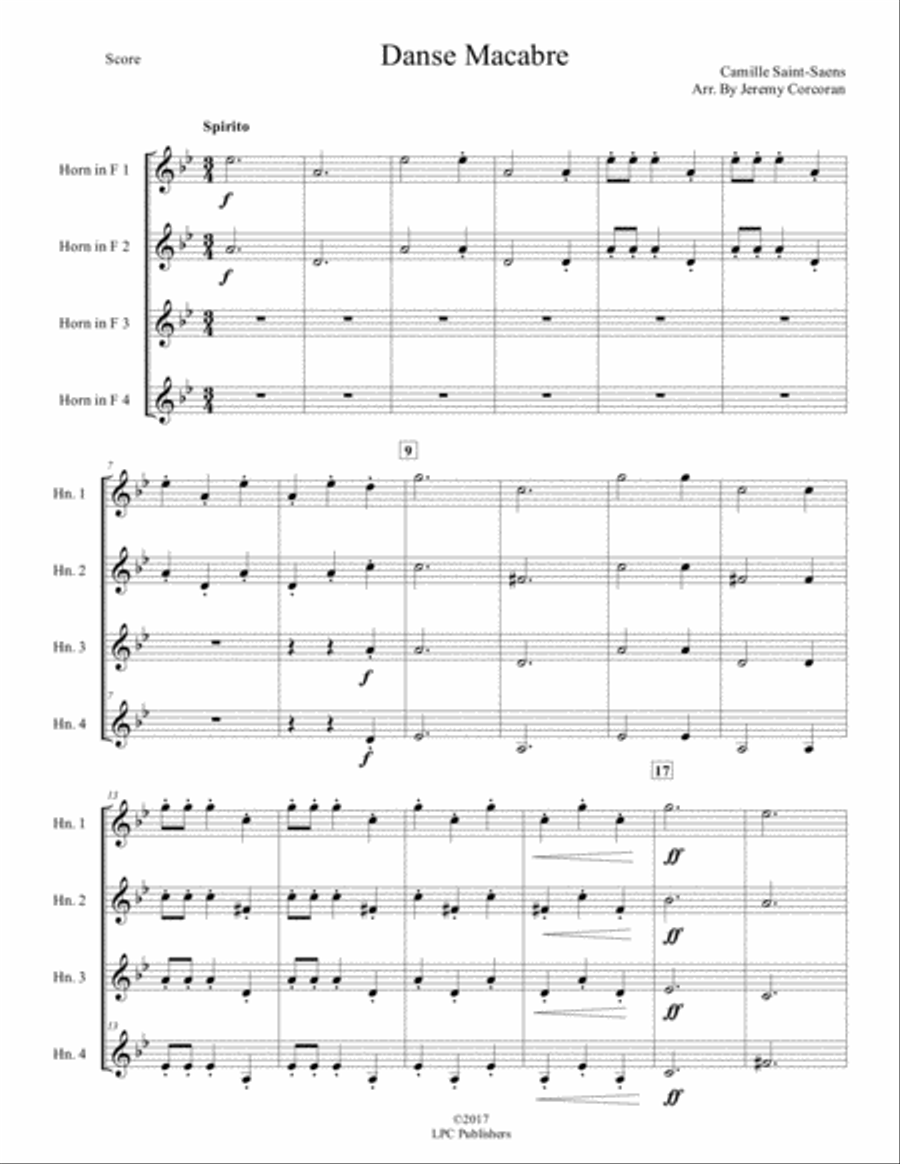 Danse Macabre for French Horn Quartet French Horn Quartet scores gallery preview page 2