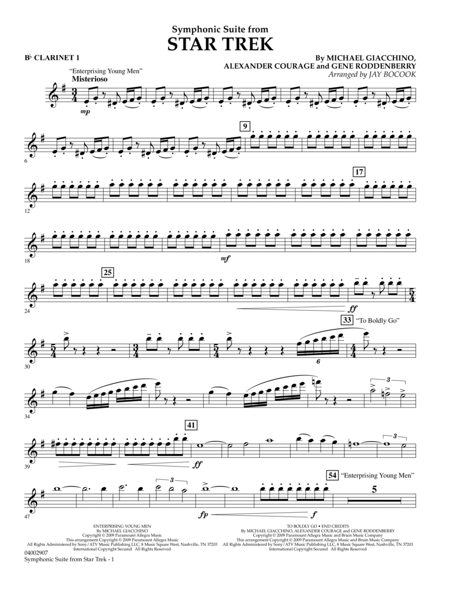 Symphonic Suite from Star Trek - Bb Clarinet 1