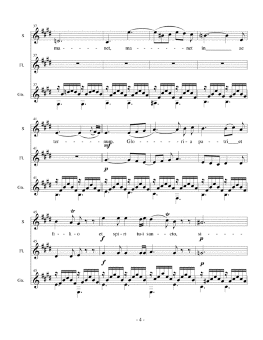 Laudate Dominum for voice, flute, and classical guitar Small Ensemble scores gallery preview page 5