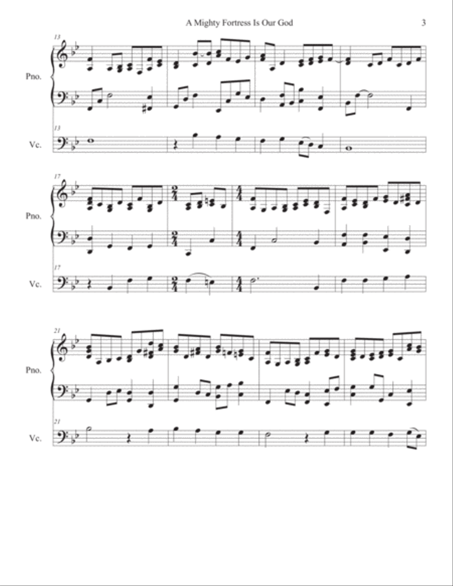 A Mighty Fortress Cello Solo A Mighty Fortress Cello Solo Piano scores gallery preview page 3
