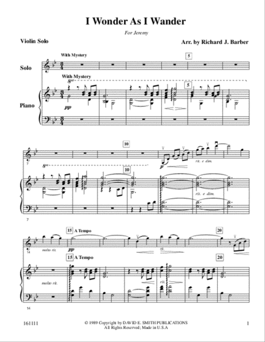 I Wonder As I Wander Violin Solo scores gallery preview page 2