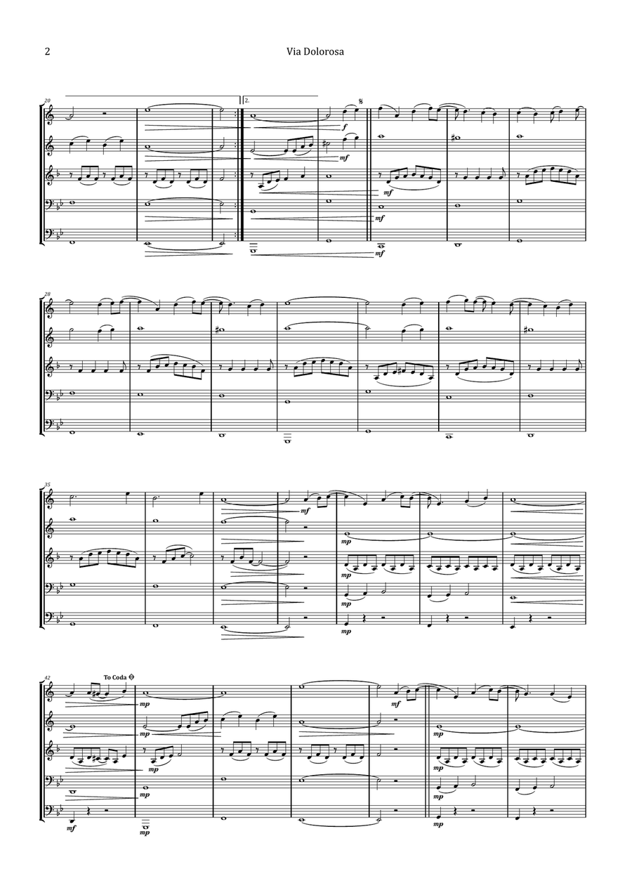 Via Dolorosa Brass Quintet scores gallery preview page 2