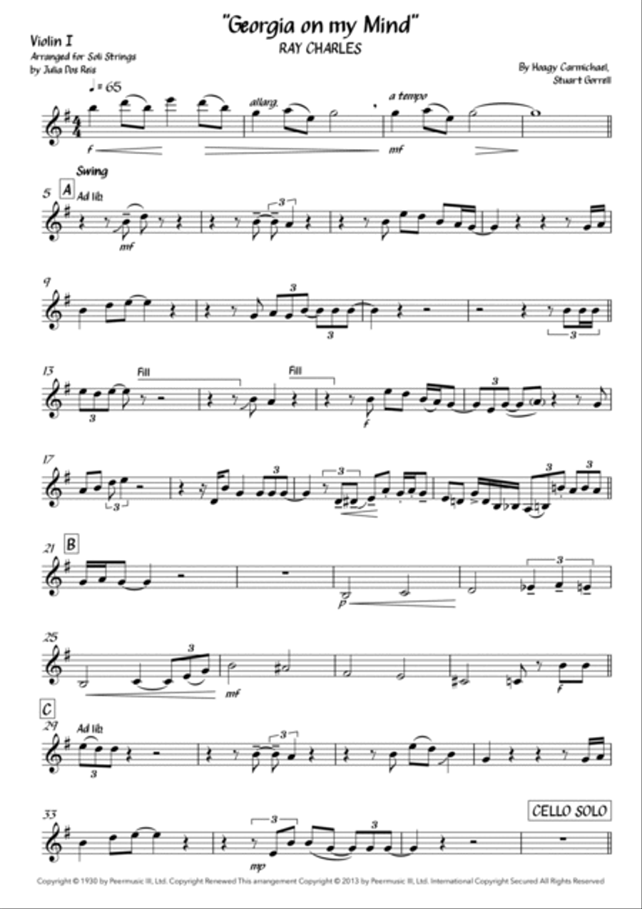 Georgia On My Mind String Quartet scores gallery preview page 6