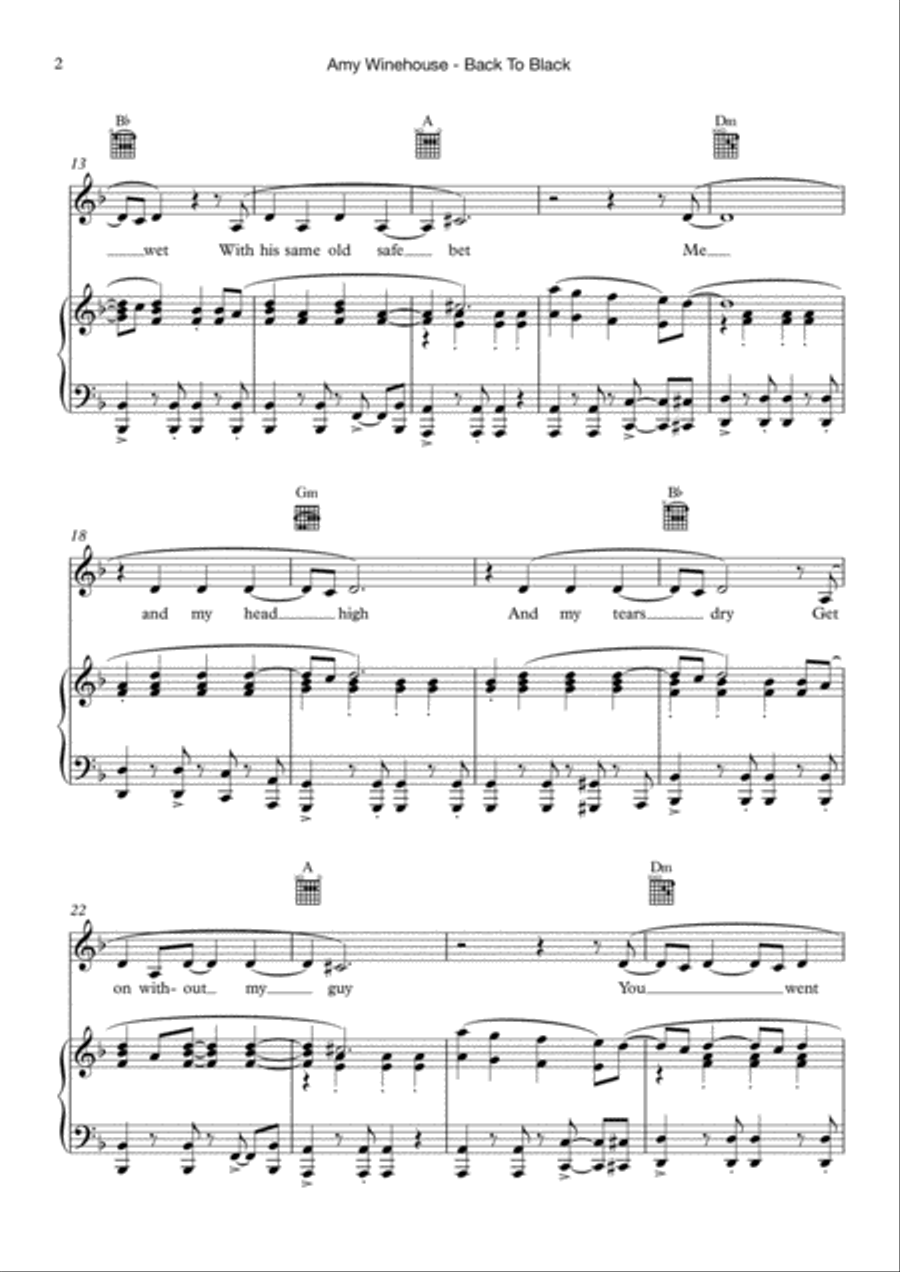 Back To Black Tenor Voice scores gallery preview page 2