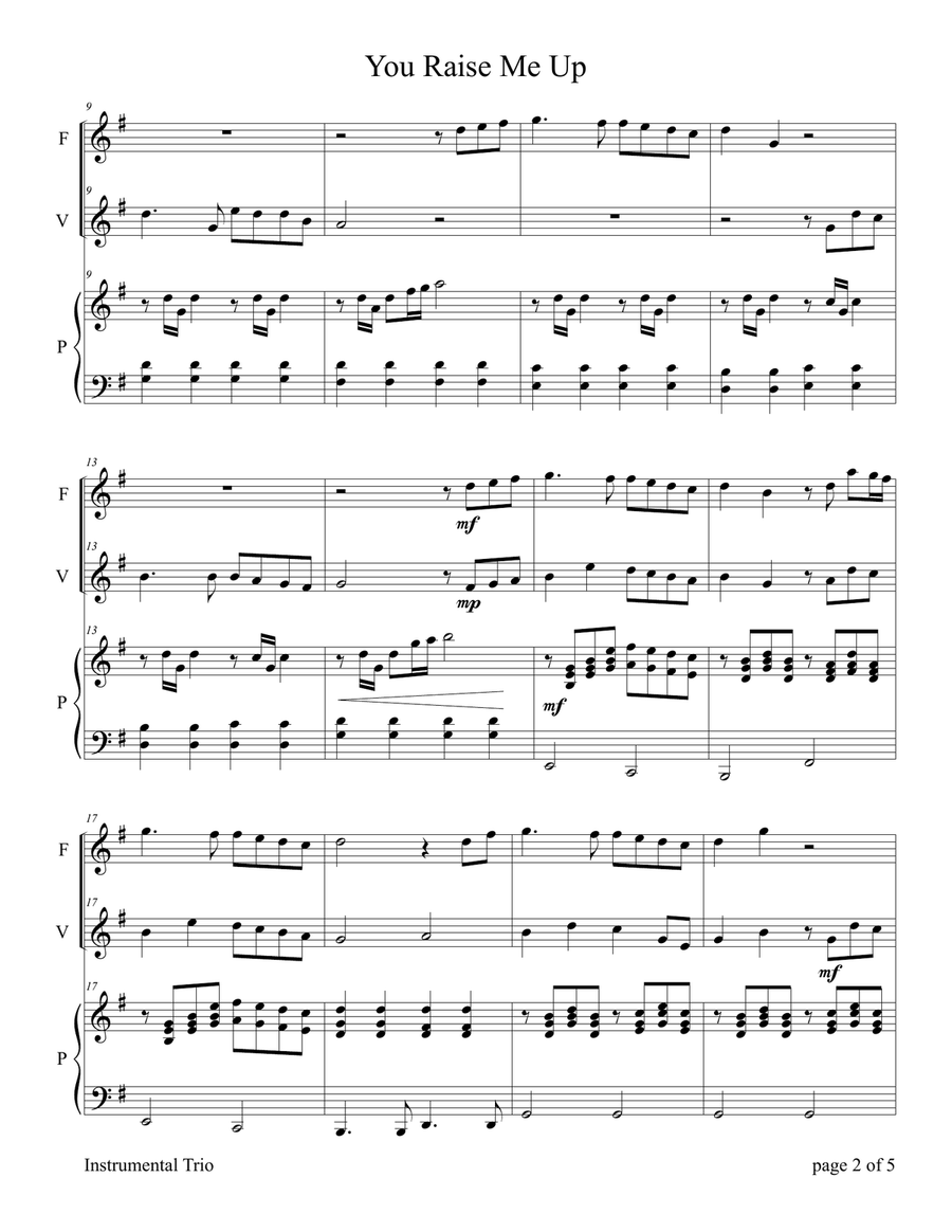 You Raise Me Up Flute scores gallery preview page 4