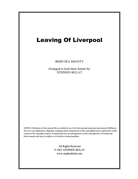 Leaving Of Liverpool (The Dubliners, The Pogues) - Lead sheet (key of E)