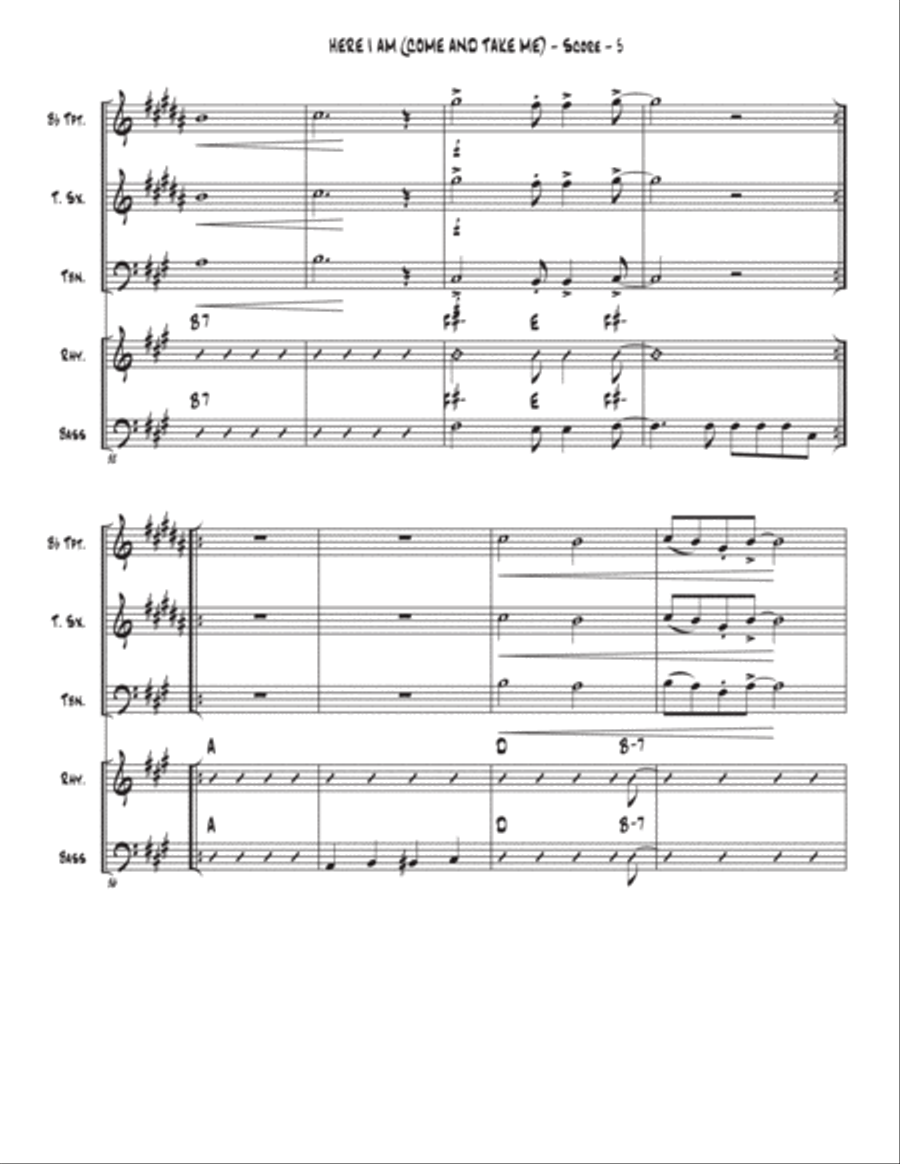 Here I Am, Come And Take Me Tenor Saxophone scores gallery preview page 5