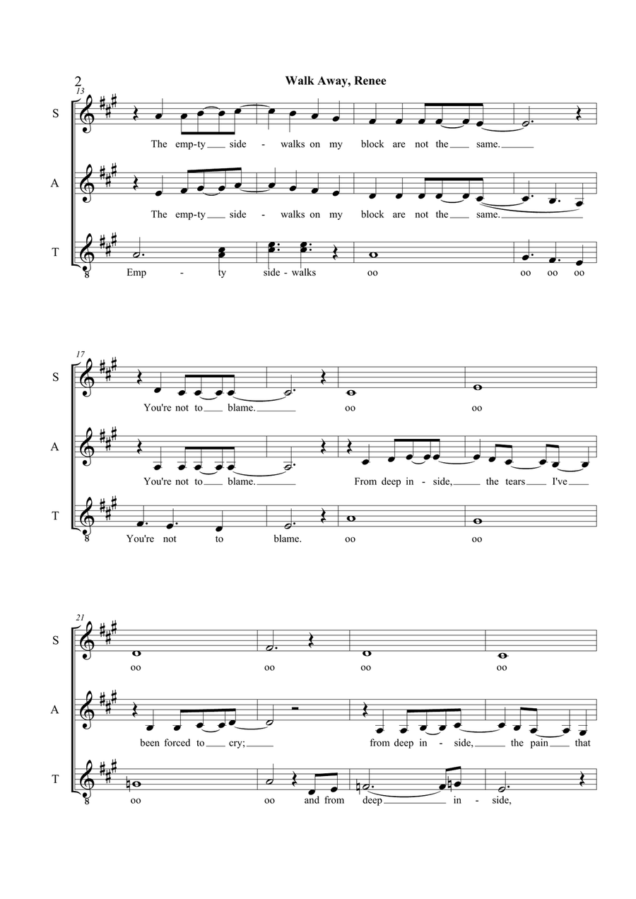 Walk Away Renee SSA scores gallery preview page 2