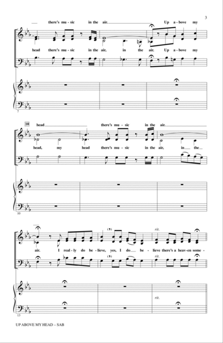 Up Above My Head (There's Music In The Air) 3-Part scores gallery preview page 2