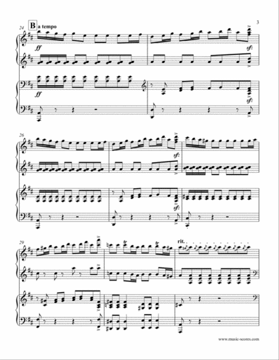 Czardas: Hungarian Dance from Coppelia - Piano Duet Piano Duet scores gallery preview page 3