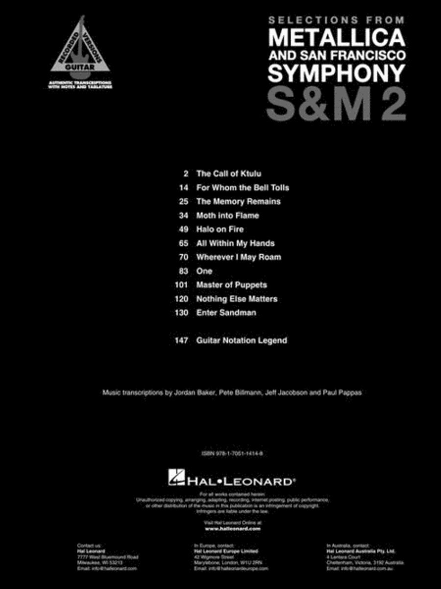 Selections from Metallica and San Francisco Symphony – S&M 2 Electric Guitar scores gallery preview page 3