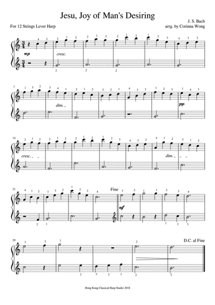 Jesu, Joy of Man's Desiring - 12 & 15 String Harp Solo