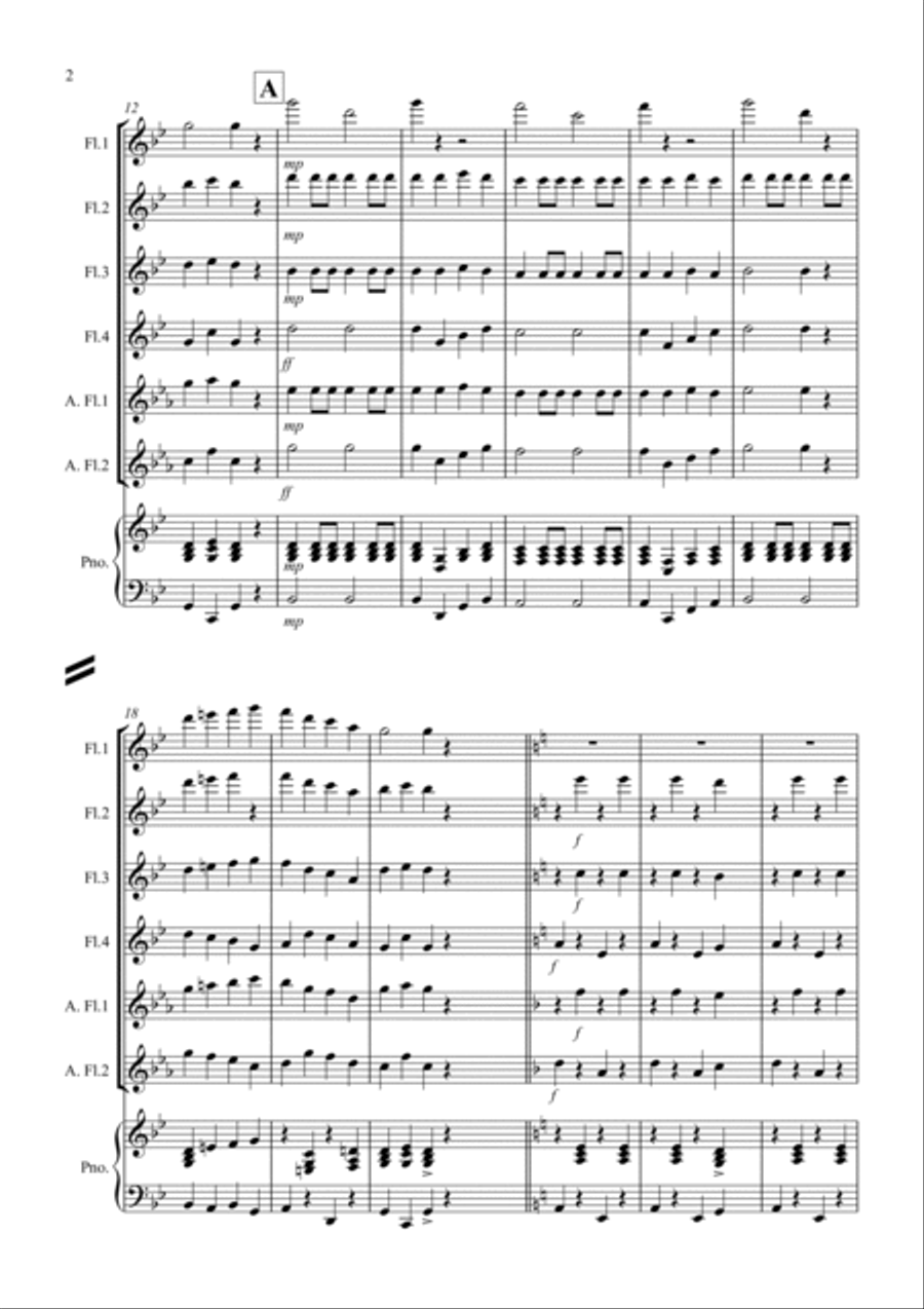 Drunken Sailor for Flute Quartet Flute Quartet scores gallery preview page 2