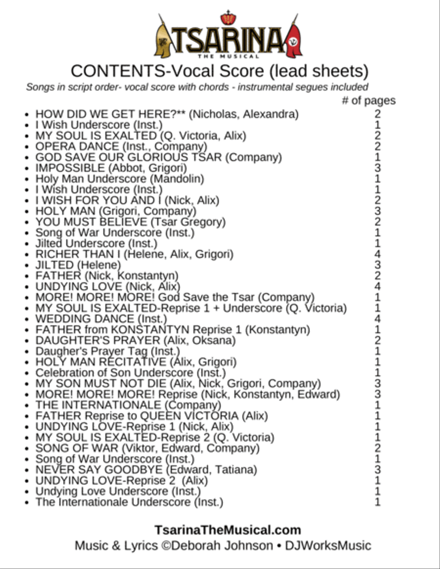 Tsarina the Musical Vocal Music Score Choir scores gallery preview page 2