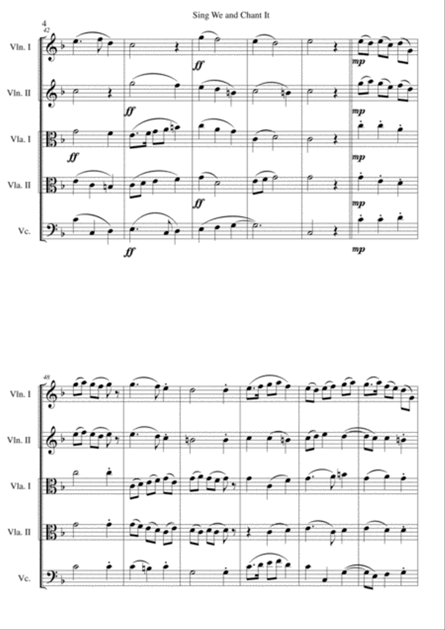 Sing we and chant it (with variations) for string quintet (2 violins, 2 violas and 1 cello) String Trio scores gallery preview page 4