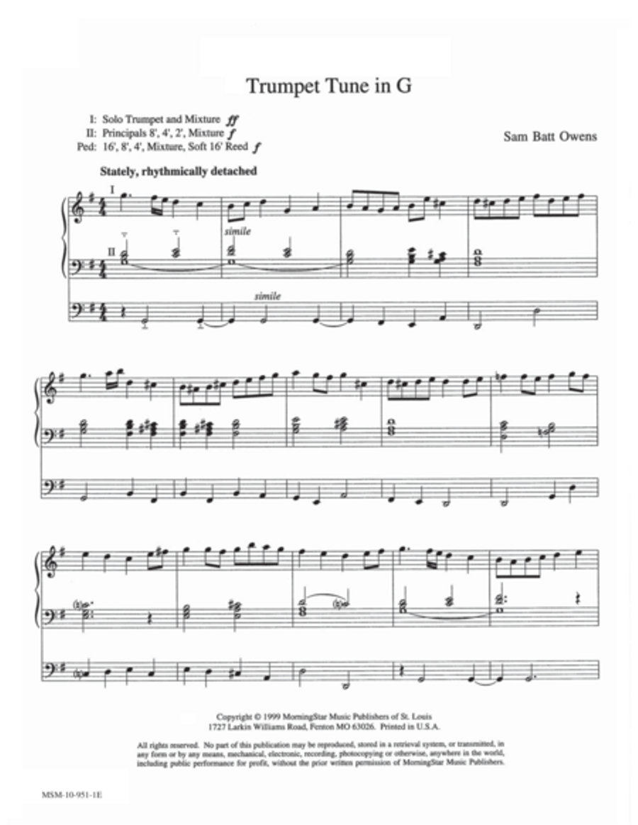 Trumpet Tune in G Trumpet scores gallery preview page 1