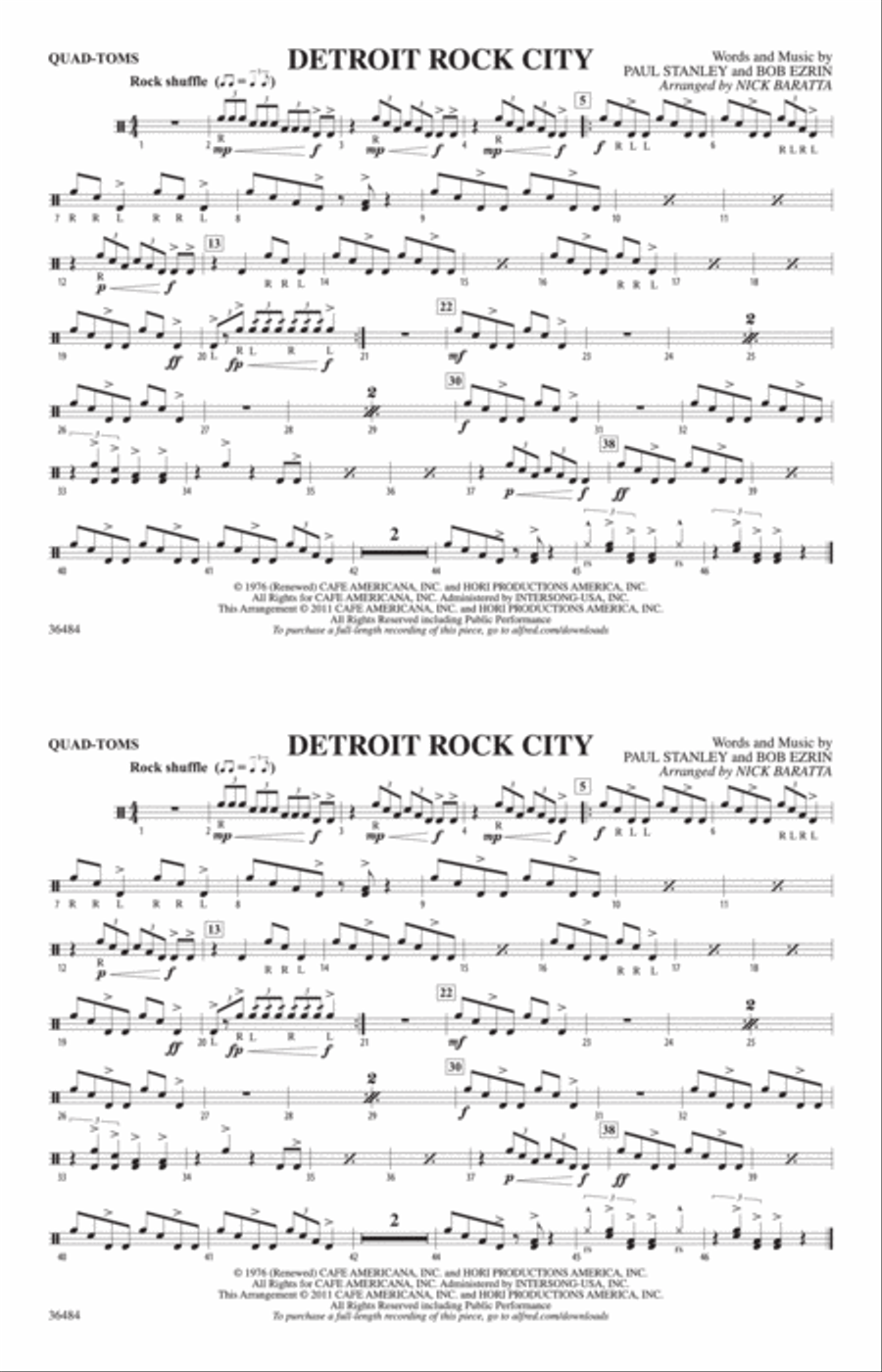 Detroit Rock City: Quad-Toms Marching Band scores gallery preview page 1