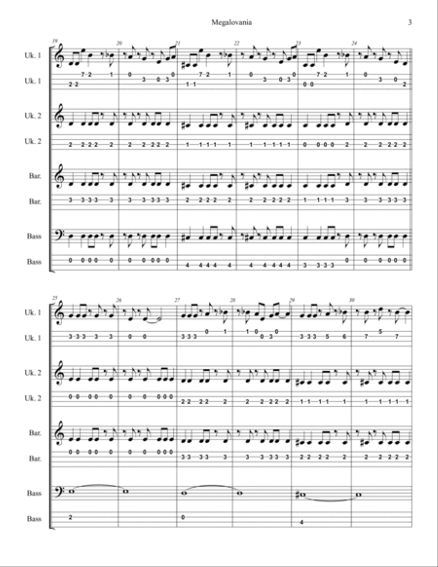 MEGALOVANIA (from Undertale) Ukulele scores gallery preview page 3