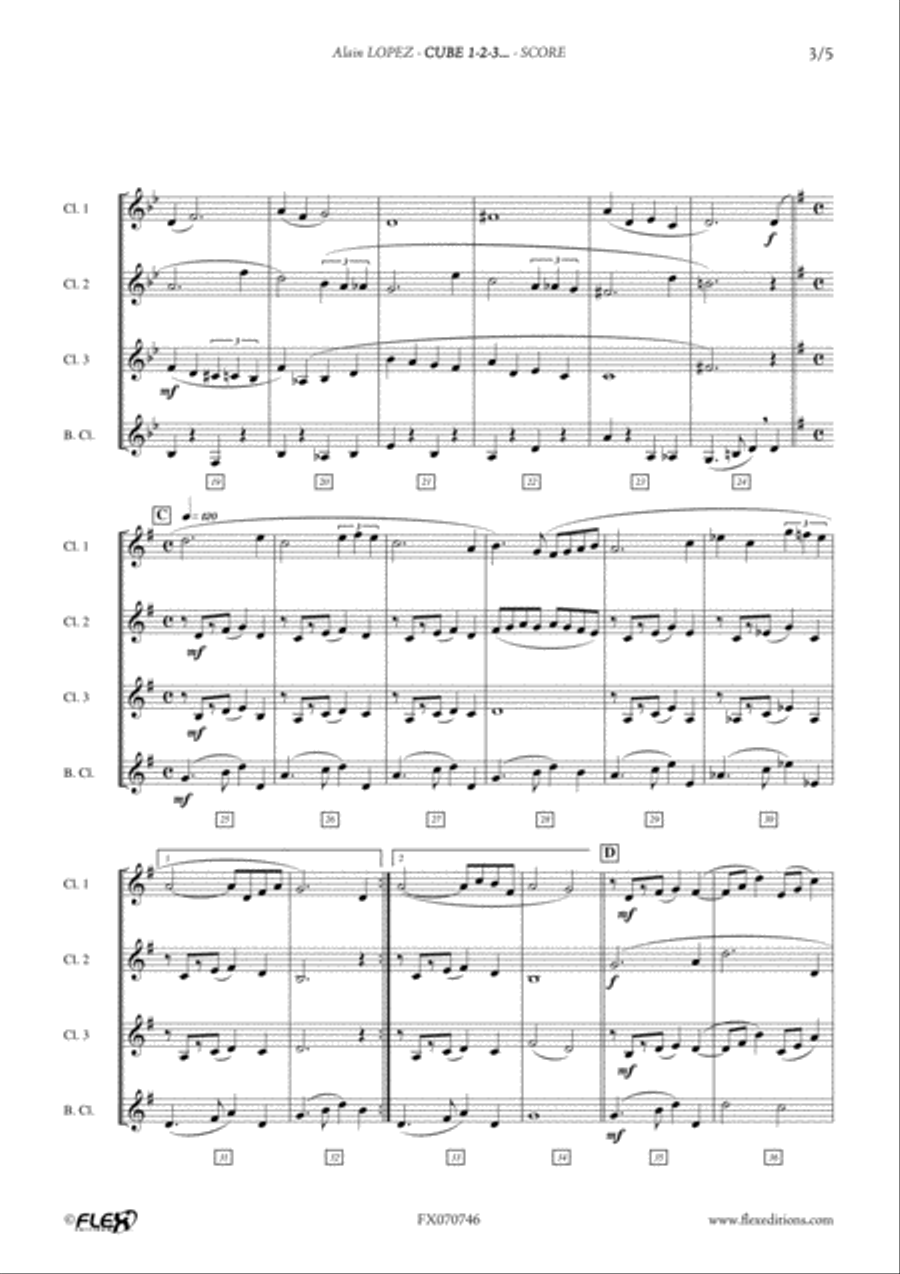 Cube 1-2-3... Clarinet Quartet scores gallery preview page 3