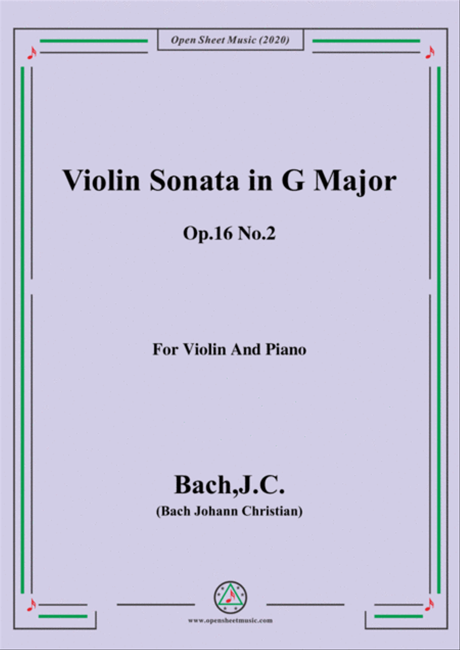 Bach,J.C.-Violin Sonata,in G Major,Op.16 No.2,for Violin and Piano Violin Solo scores gallery preview page 1