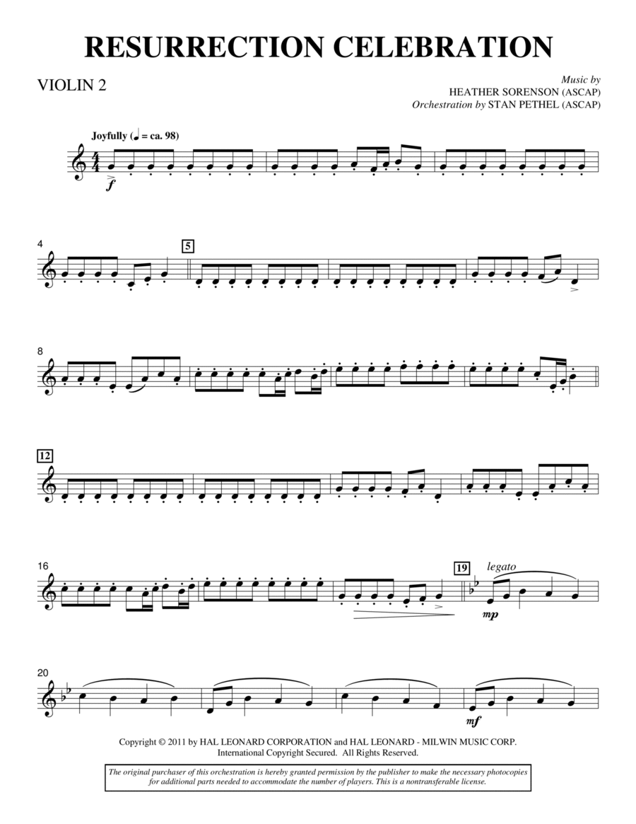 Resurrection Celebration - Violin 2 Choir scores gallery preview page 1
