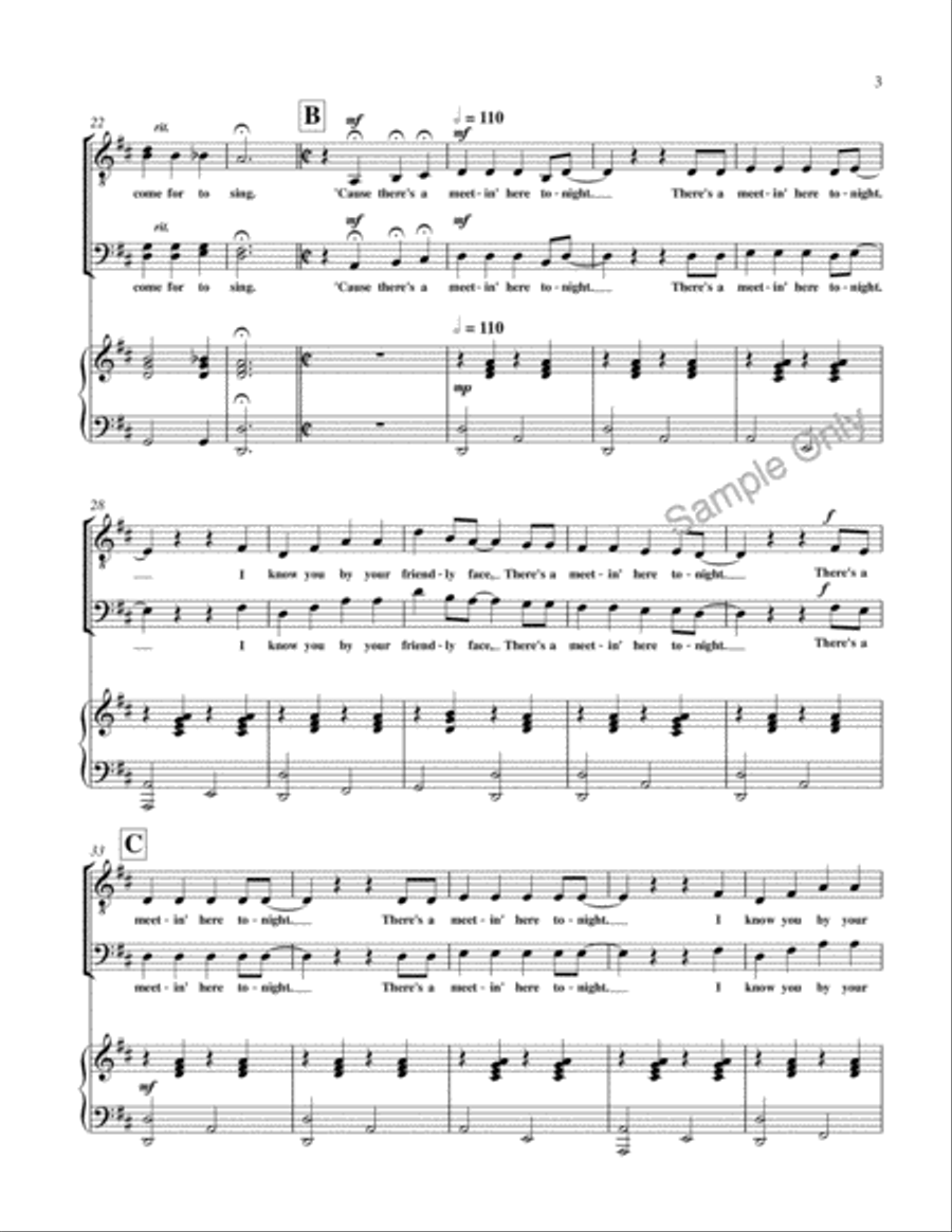 There's A Meeting Here Tonight TTBB scores gallery preview page 3