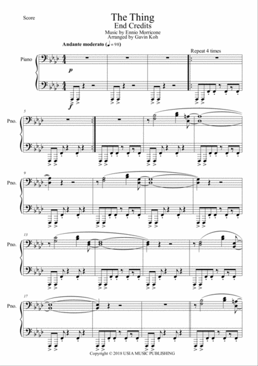 The Thing - End Credits Piano Solo scores gallery preview page 1