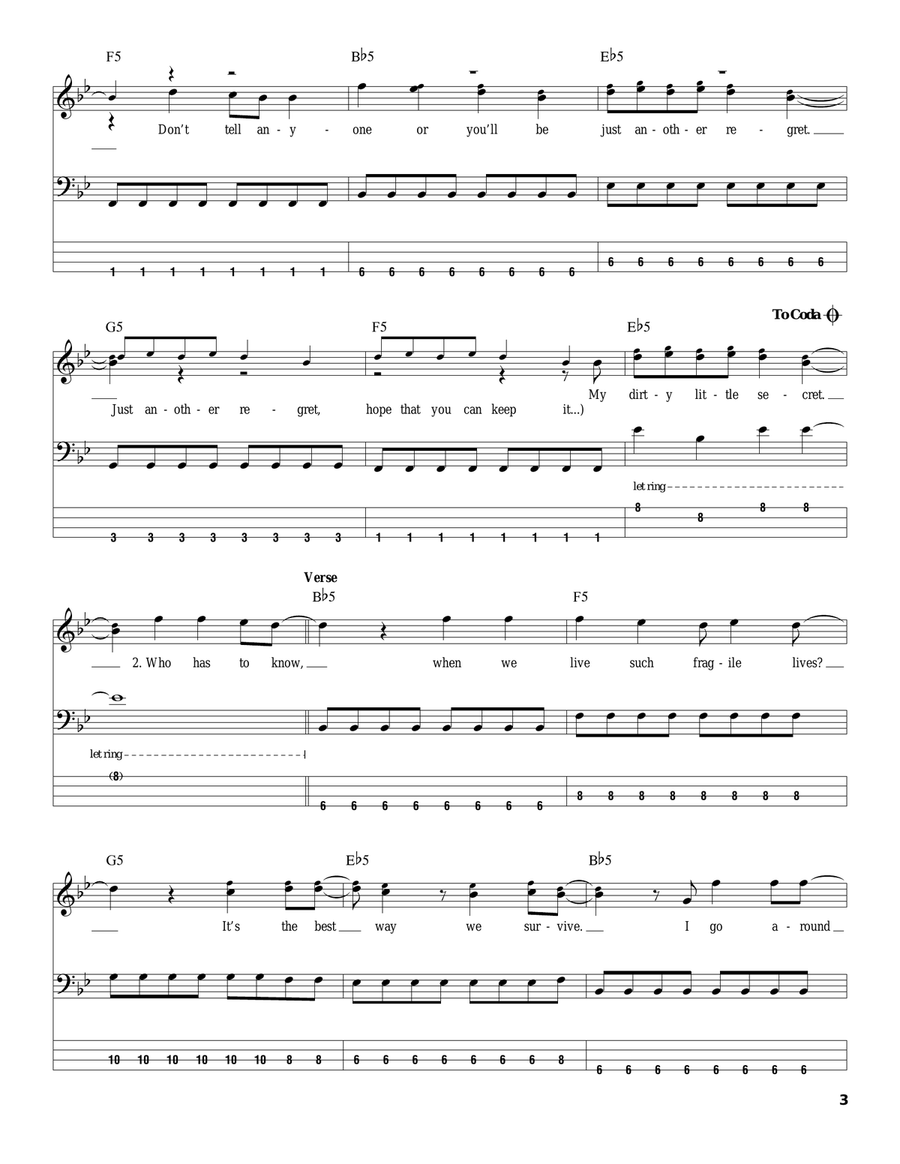 Dirty Little Secret Acoustic Guitar scores gallery preview page 3