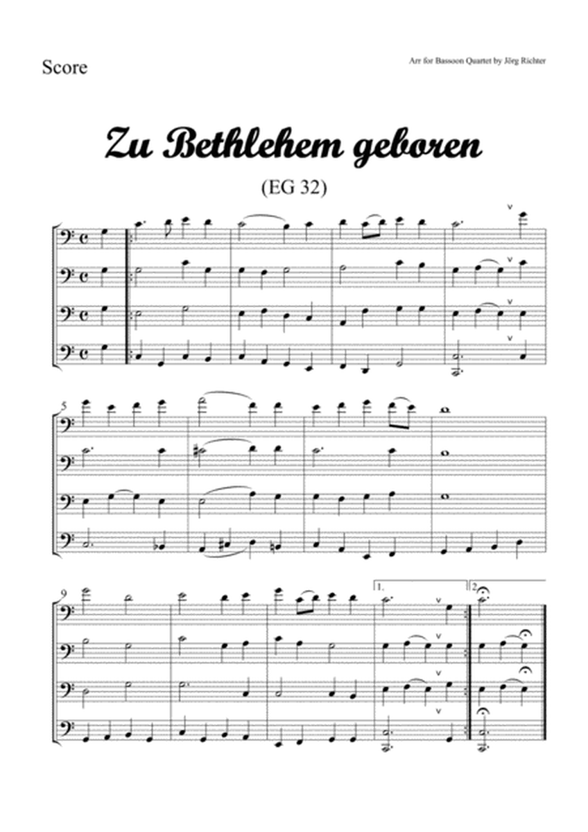 Born in Bethlehem (Zu Bethlehem geboren, EG 32), trad. Christmas Carol for Bassoon Quartet image number null