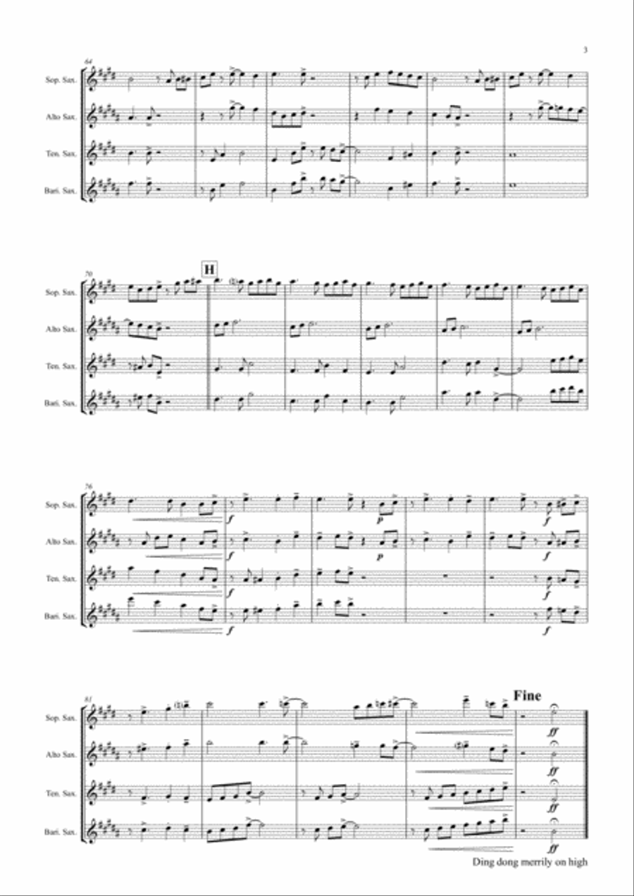Ding dong merrily on high - Swing - Saxophone Trio Woodwind Trio scores gallery preview page 3