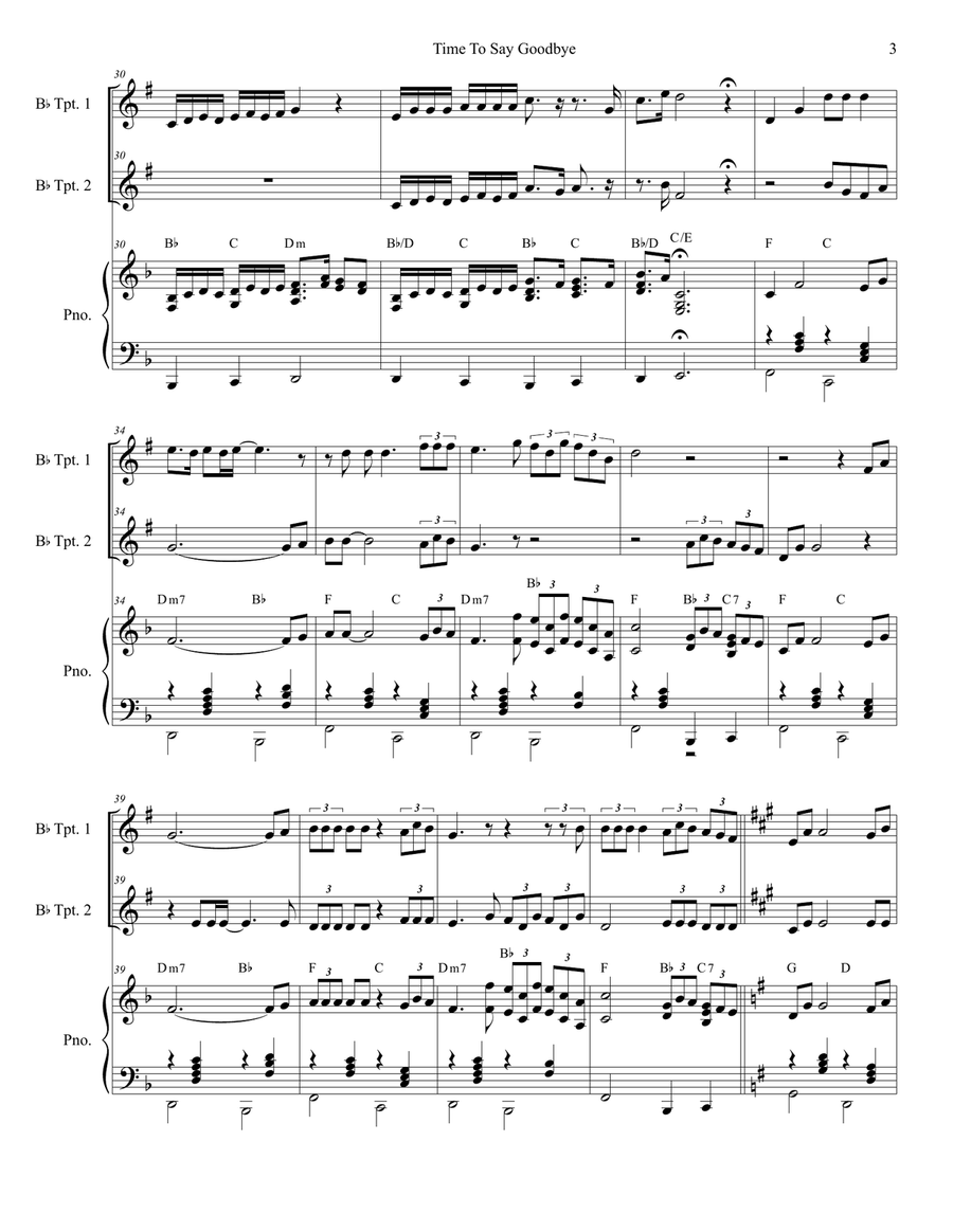 Time To Say Goodbye Trumpet Duet scores gallery preview page 3