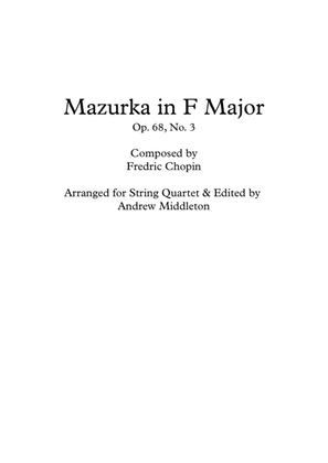 Mazurka in F Minor arranged for String Quartet