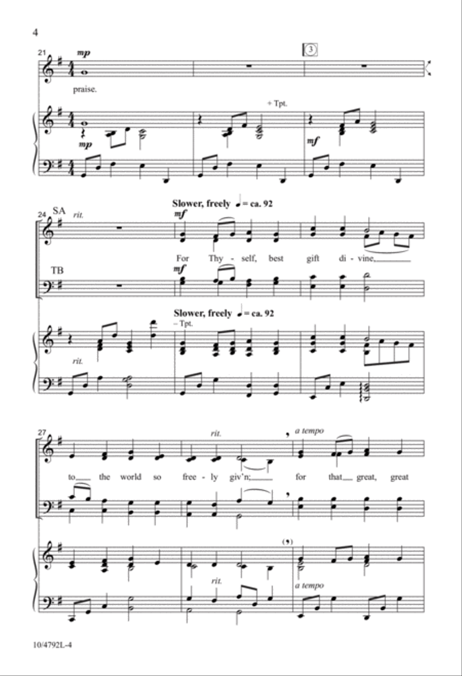 For the Beauty of the Earth 4-Part scores gallery preview page 4