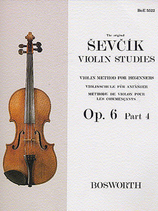 Book cover for Sevcik Violin Studies - Opus 6, Part 4