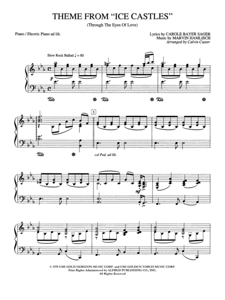 Ice Castles, Theme from (Through the Eyes of Love): Piano Accompaniment