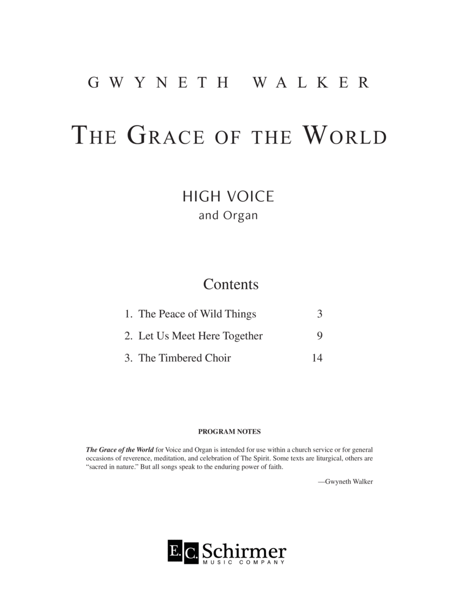 The Grace of the World High Voice scores gallery preview page 1