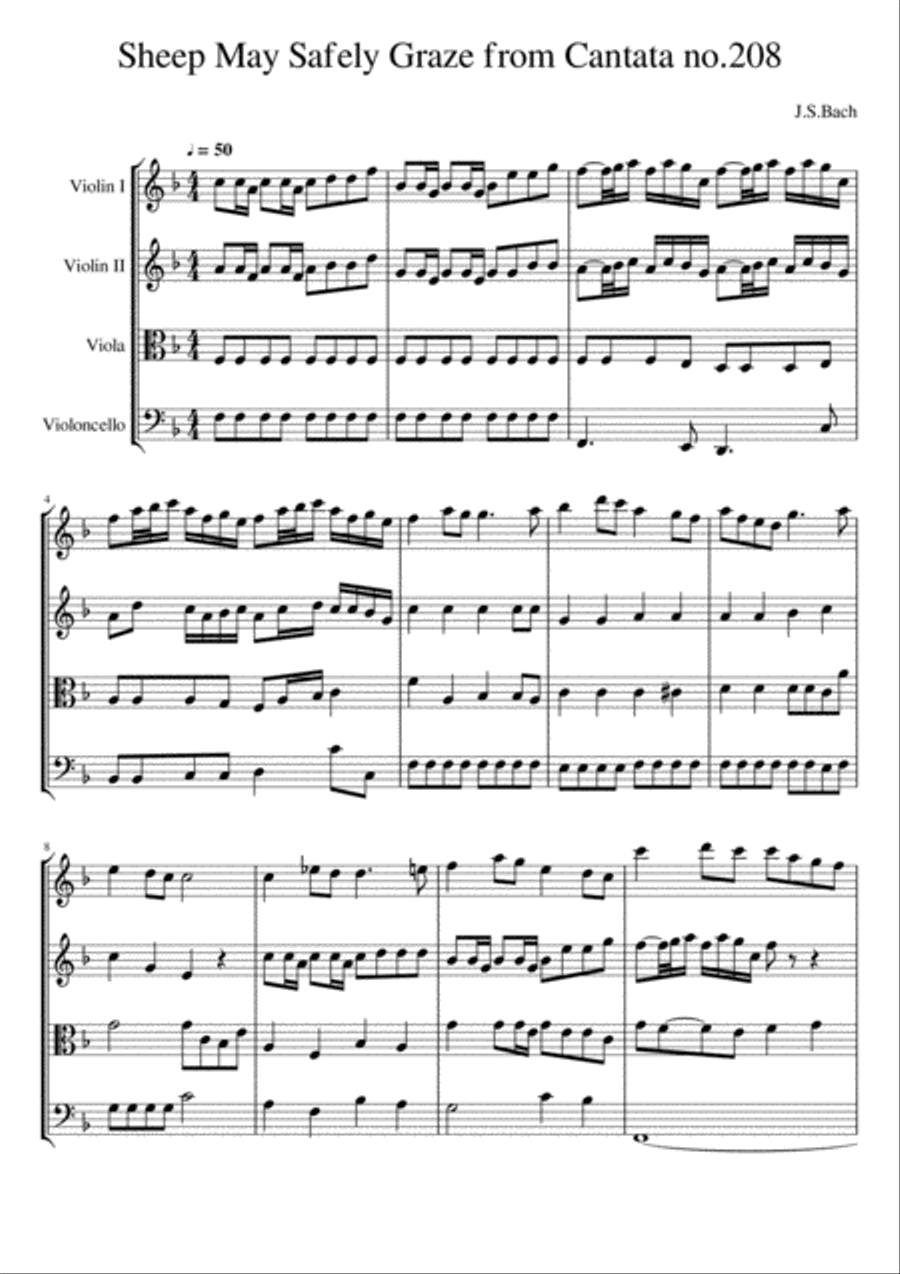 Sheep And Lambs May Safely Graze String Quartet scores gallery preview page 1