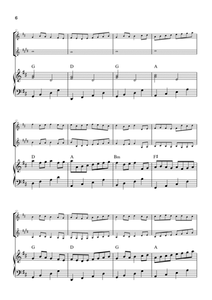 Pachelbel Canon in D • flute & clarinet duet sheet music w/ piano accompaniment [chords] image number null