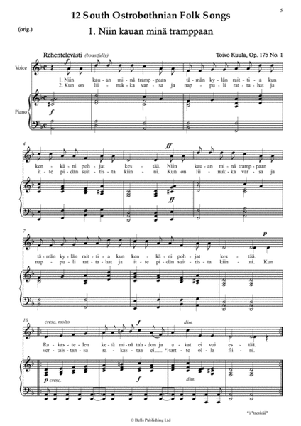 12 South Ostrobothnian Folk Songs, Op. 17b